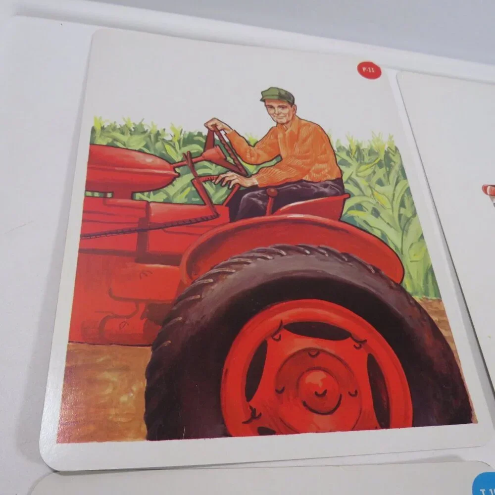 Peabody 60s People Farmer (5) cards Vintage Artwork Tractor, Farm Truck